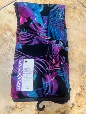 CrossxSeven Active Lifestyle Leggings - Electric Jungle Print (Purple/Blue)